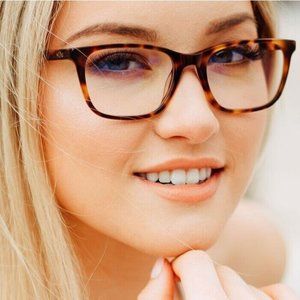 Computer Screen Blue Lite Glasses Brown Unisex No Magnification Blue Blockers +0
